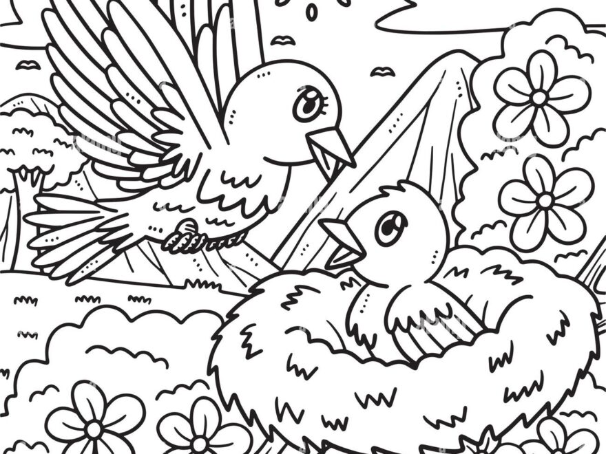 Baby Bird Coloring Page Stock Vector Images Alamy
