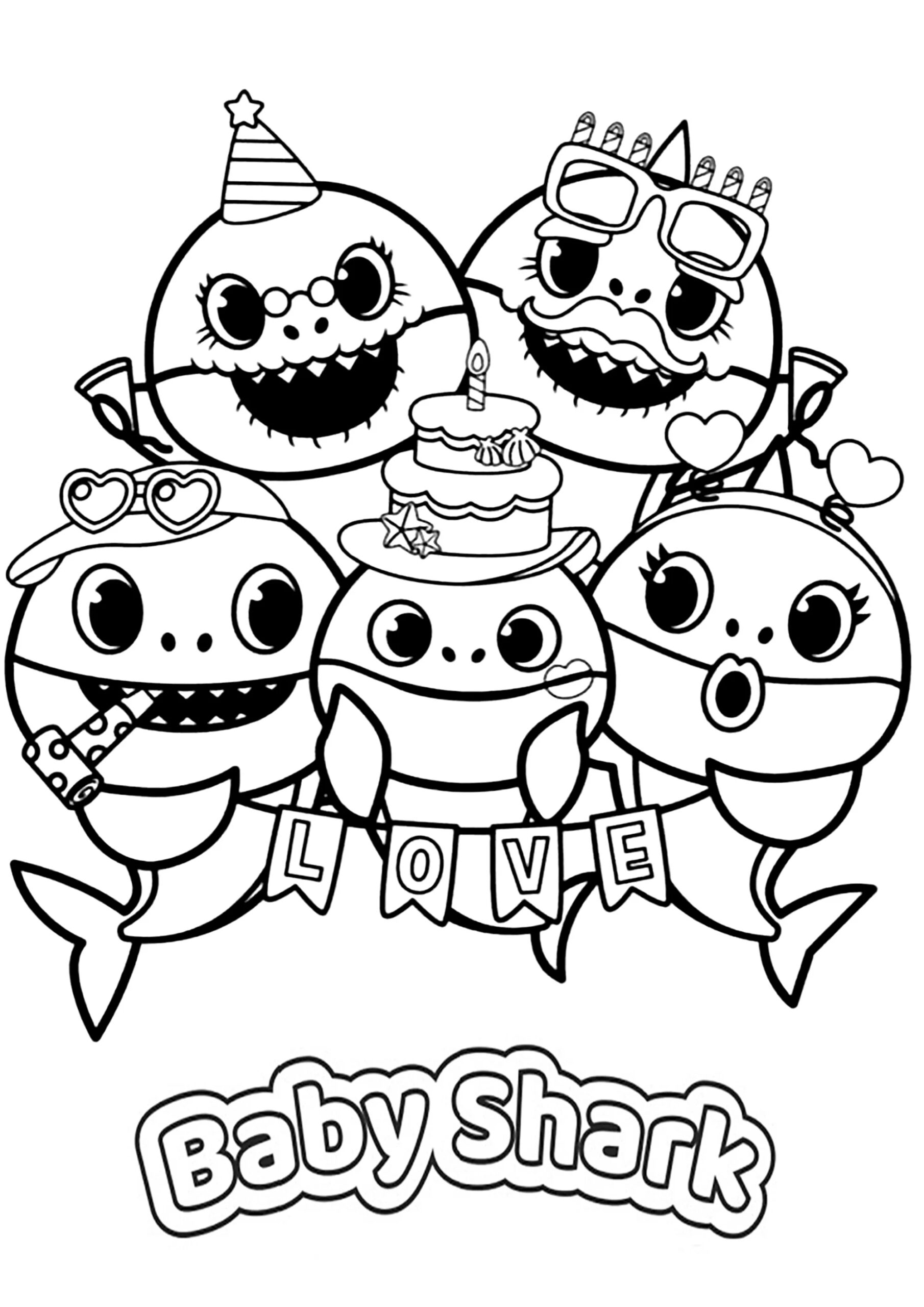 Baby Shark s Birthday Baby Shark Coloring Pages Baby Shark s Birthday Baby Shark Coloring Pages