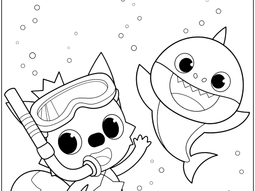 Baby Shark With Pinkfong And Scuba Diving Accessories Baby Shark Coloring Pages