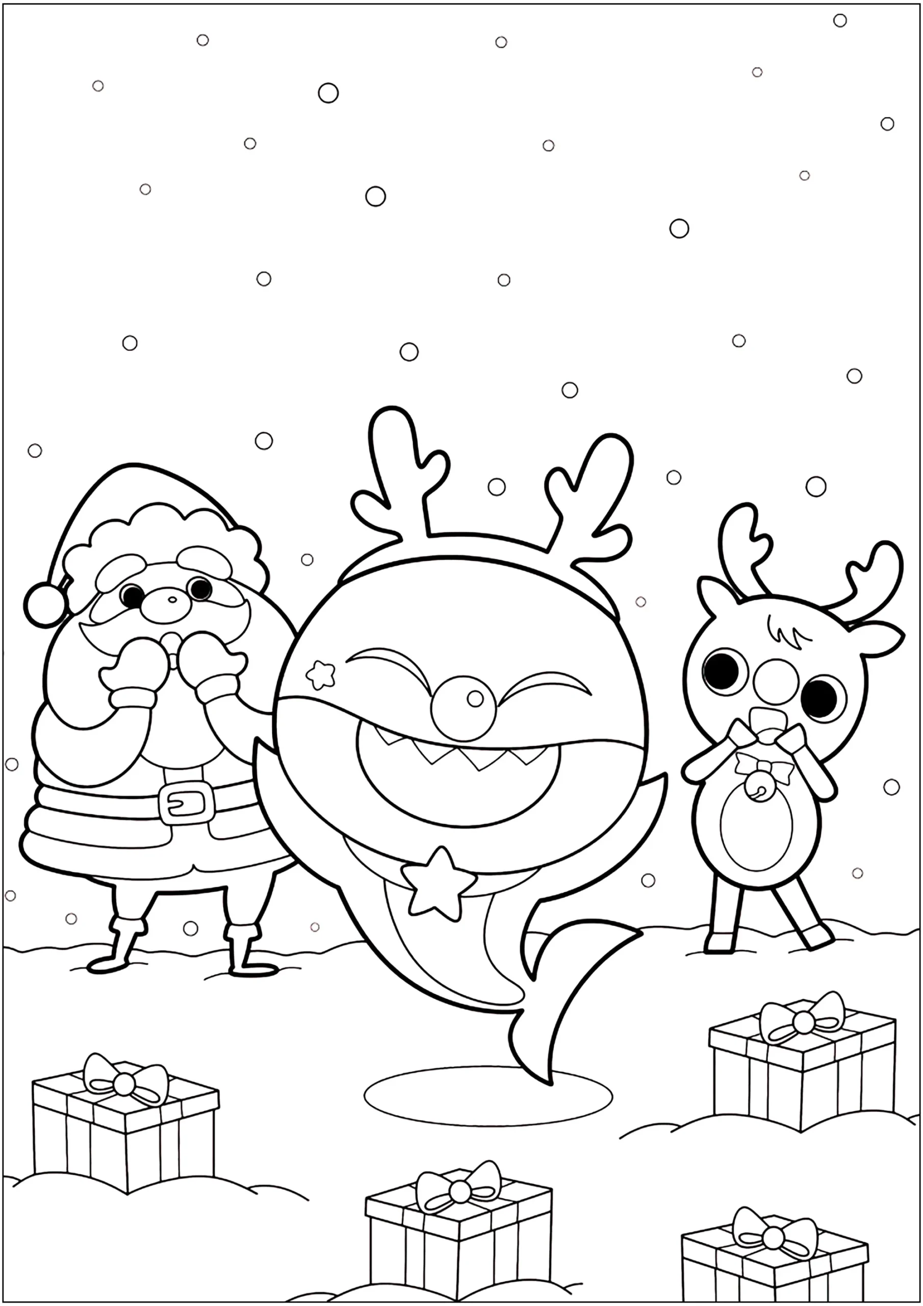 Baby Shark With Santa Claus And Rudolph The Red Nosed Reindeer Baby Shark Coloring Pages Baby Shark With Santa Claus And Rudolph The Red Nosed Reindeer Baby Shark Coloring Pages