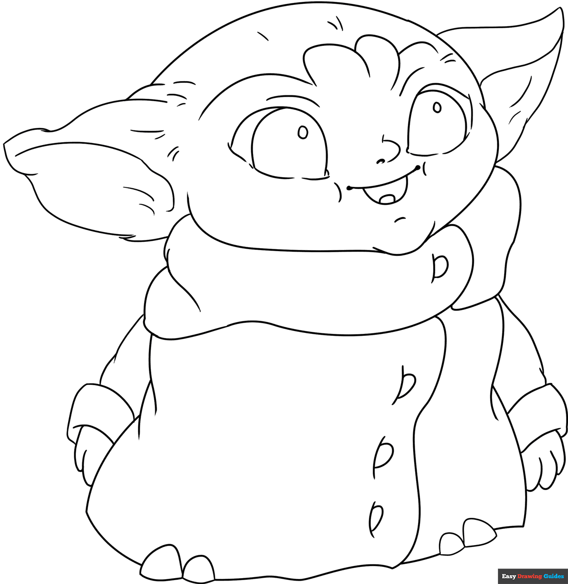 Baby Yoda From The Mandalorian Coloring Page Easy Drawing Guides