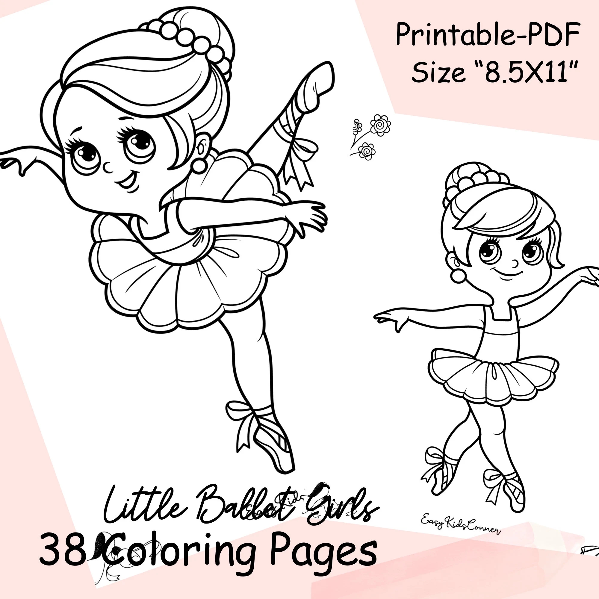 Ballet Coloring Pages For Little Girls And Kids Kawaii Girls With A Flowing Style Coloring Sheets Printable PDF Digital Download Barbie Etsy
