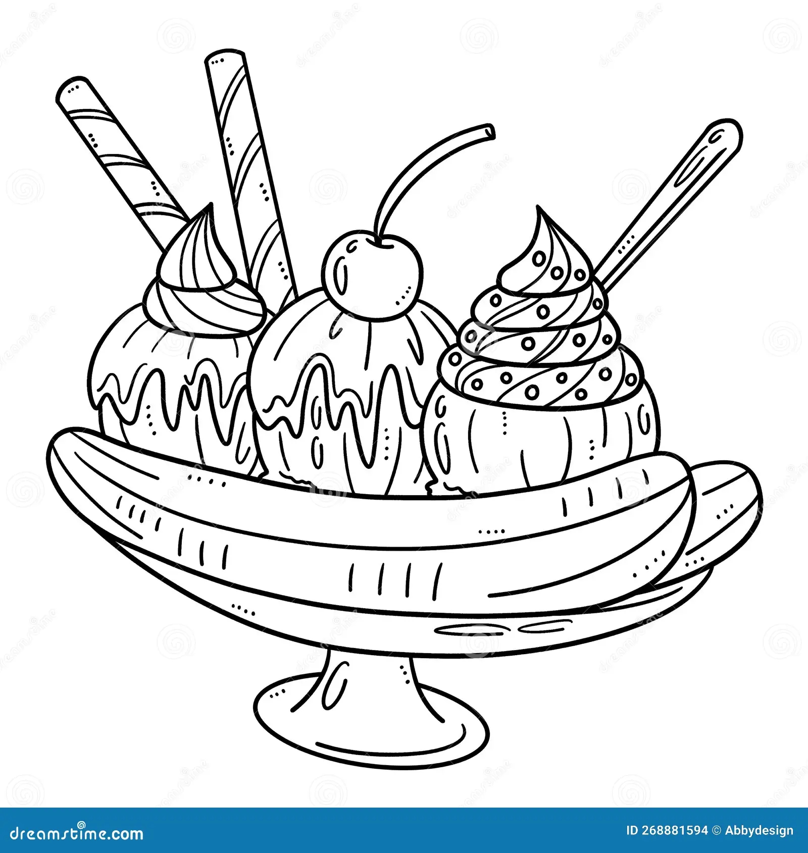 Banana Split Isolated Coloring Page For Kids Stock Vector Illustration Of Sundae Silhouette 268881594 Banana Split Isolated Coloring Page For Kids Stock Vector Illustration Of Sundae Silhouette 268881594