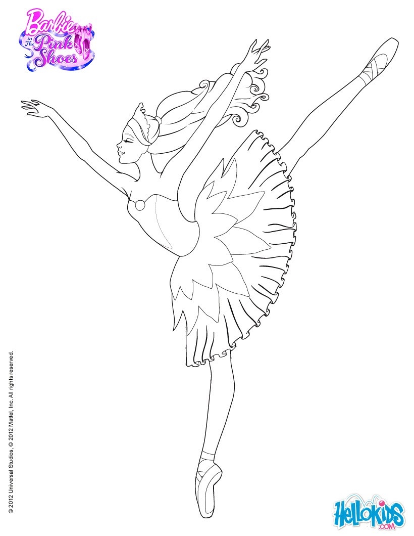 Barbie Is Dancing With The Pink Shoes Coloring Pages Hellokids Barbie Is Dancing With The Pink Shoes Coloring Pages Hellokids