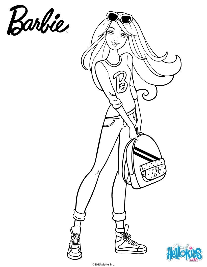 Barbie With Her School Backpack Coloring Pages Hellokids Barbie With Her School Backpack Coloring Pages Hellokids