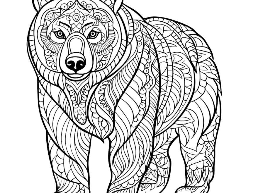 Bear For Adults Coloring Pages Free Printable