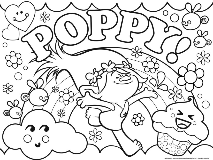 Beautiful Trolls Coloring Page To Print With Princess Poppy Trolls Coloring Pages