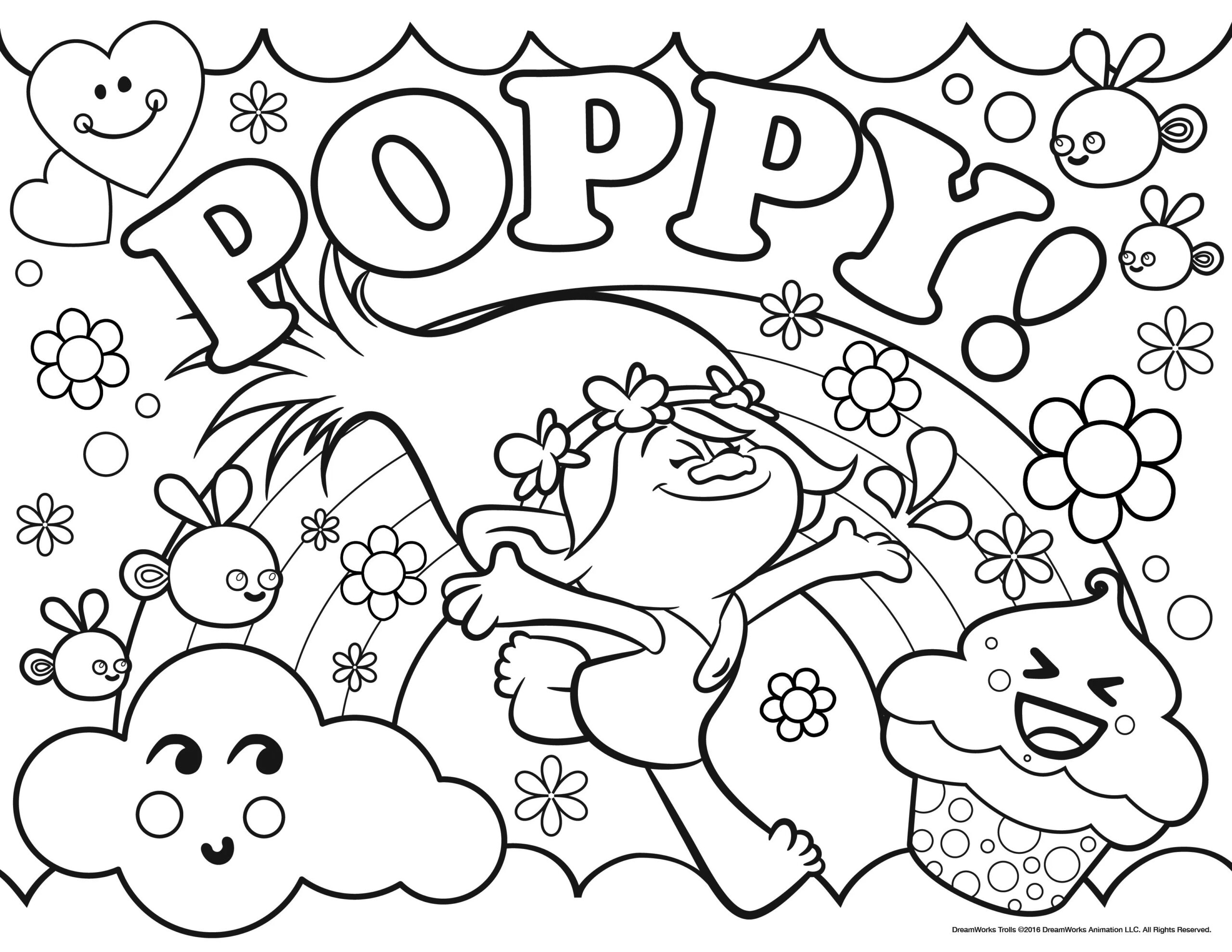 Beautiful Trolls Coloring Page To Print With Princess Poppy Trolls Coloring Pages
