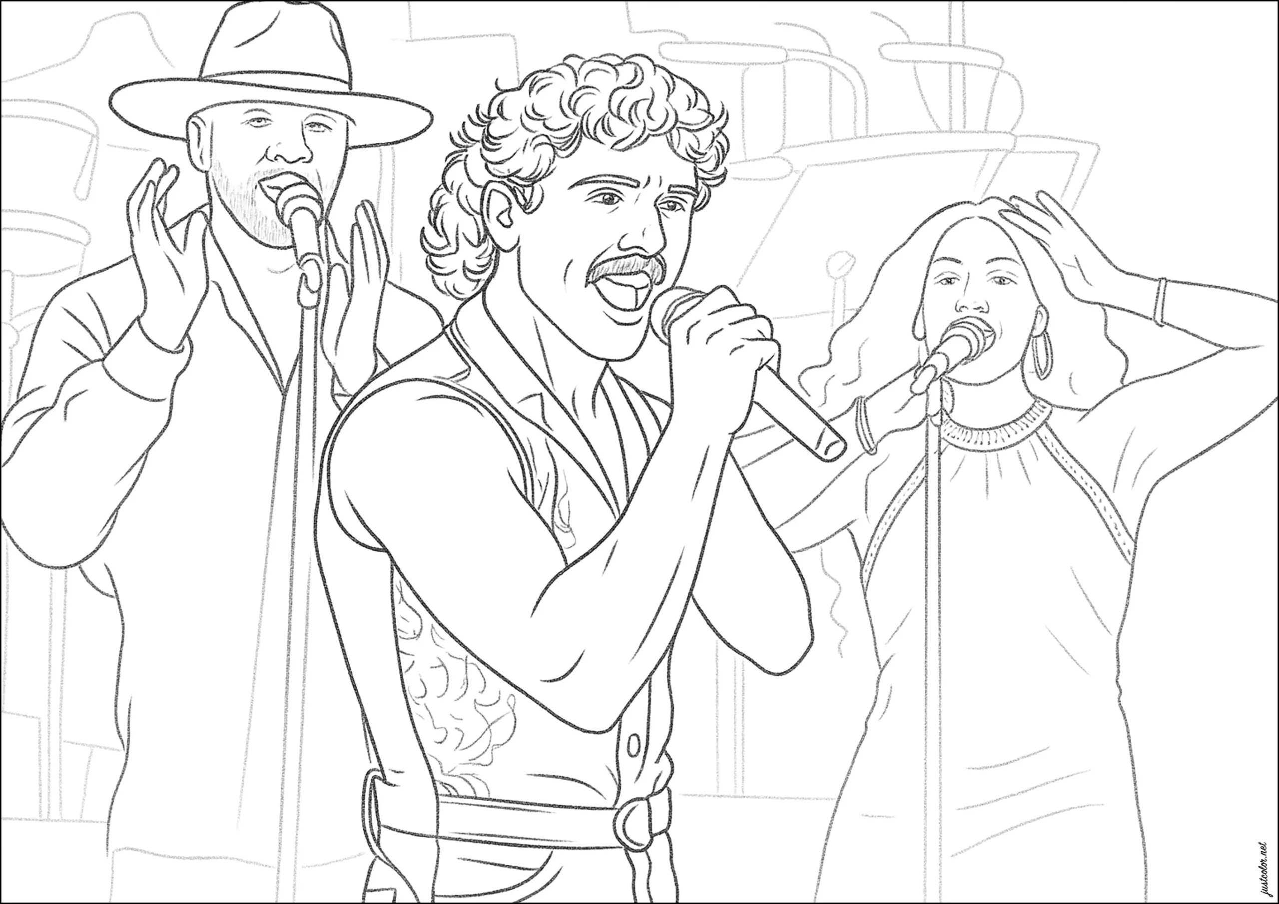 Benson Boone And His Backing Singers Famous Singers Coloring Pages Benson Boone And His Backing Singers Famous Singers Coloring Pages