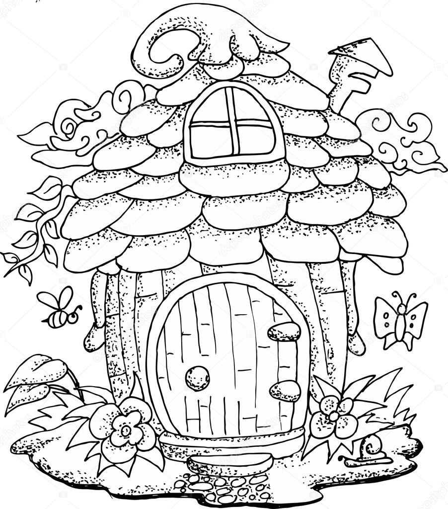 Black And White Illustration Of A Fairy House For Adult Coloring Book Stock Vector By dennyranch gmail 120132670 Black And White Illustration Of A Fairy House For Adult Coloring Book Stock Vector By dennyranch gmail 120132670