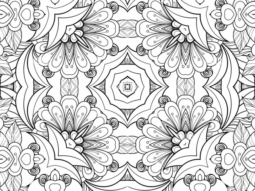 Black And White Pattern Coloring Flowers And Leaves Geometric Beautiful Background Paper Plant Coloring Book Stock Photo Alamy