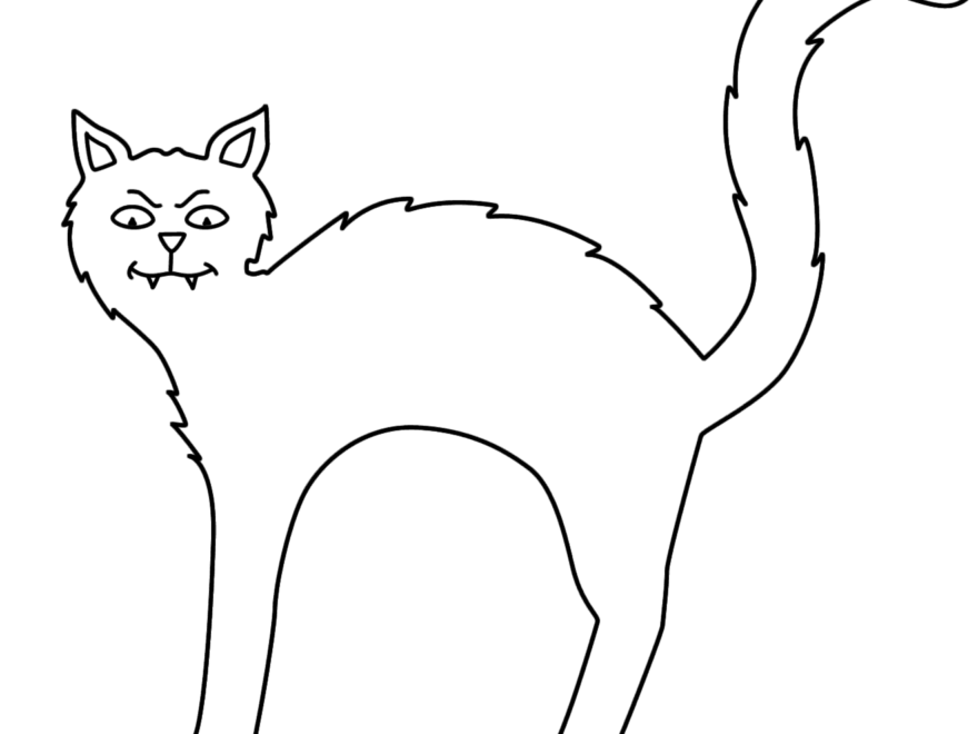 Black Cat Coloring Page Halloween