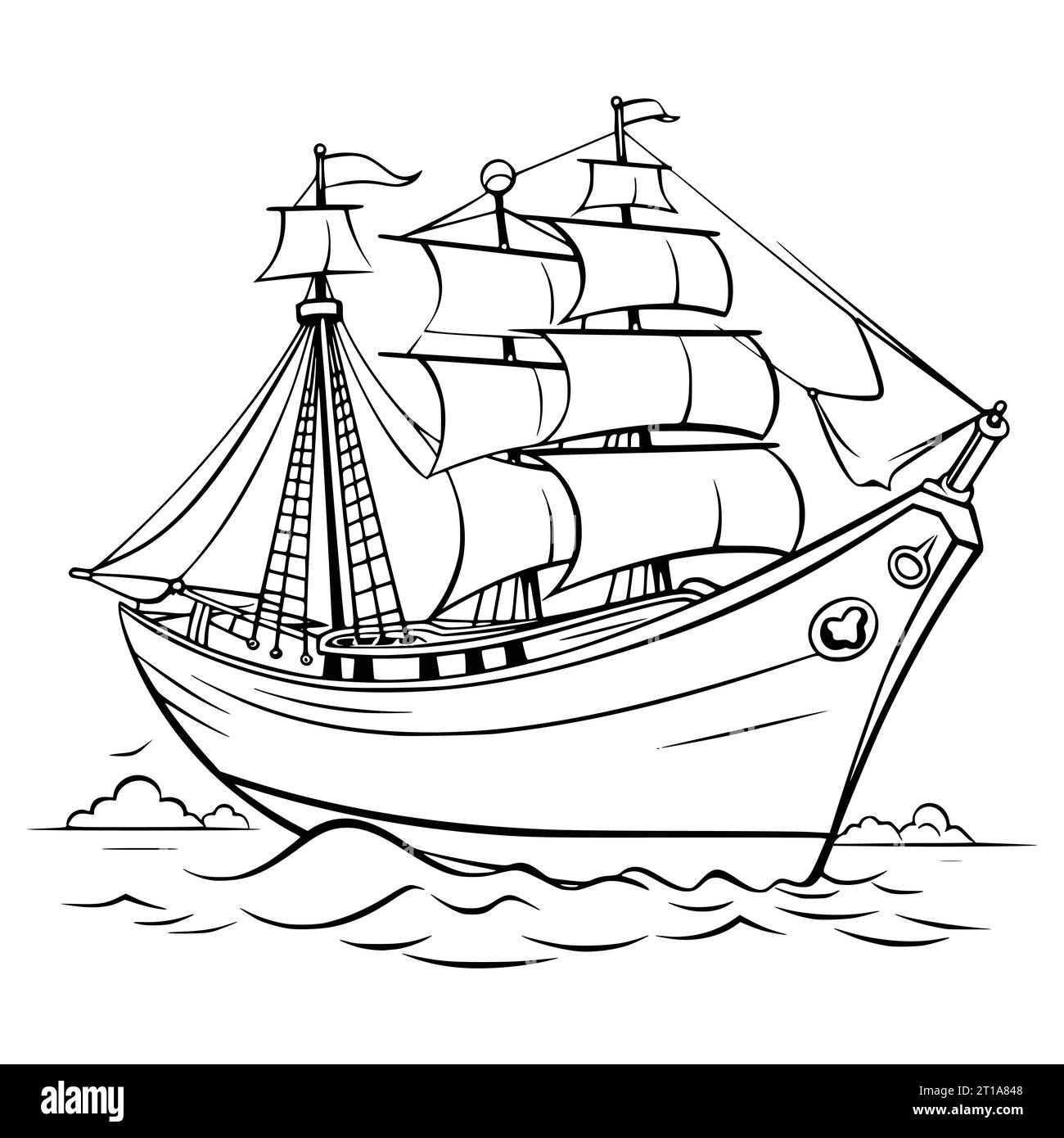 Boat Coloring Sheet Printable Vector Vectors Black And White Stock Photos Images Alamy