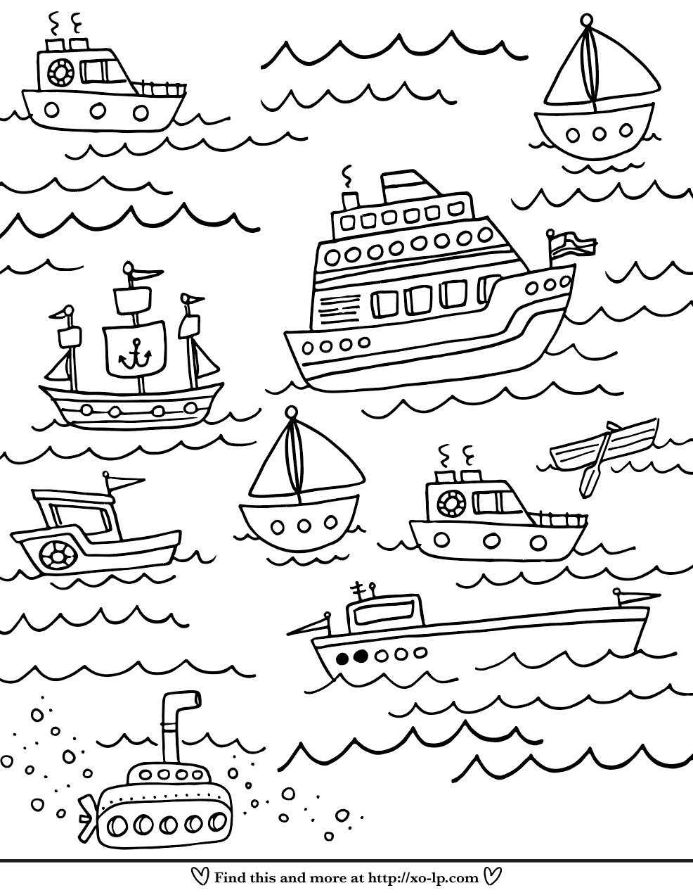 Boats Coloring Page XO LP