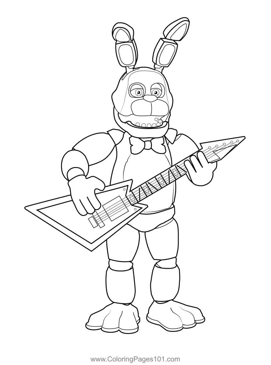 Bonnie The Rabbit FNAF Coloring Page For Kids Free Five Nights At Freddy s Printable Coloring Pages Online For Kids ColoringPages101 Coloring Pages For Kids