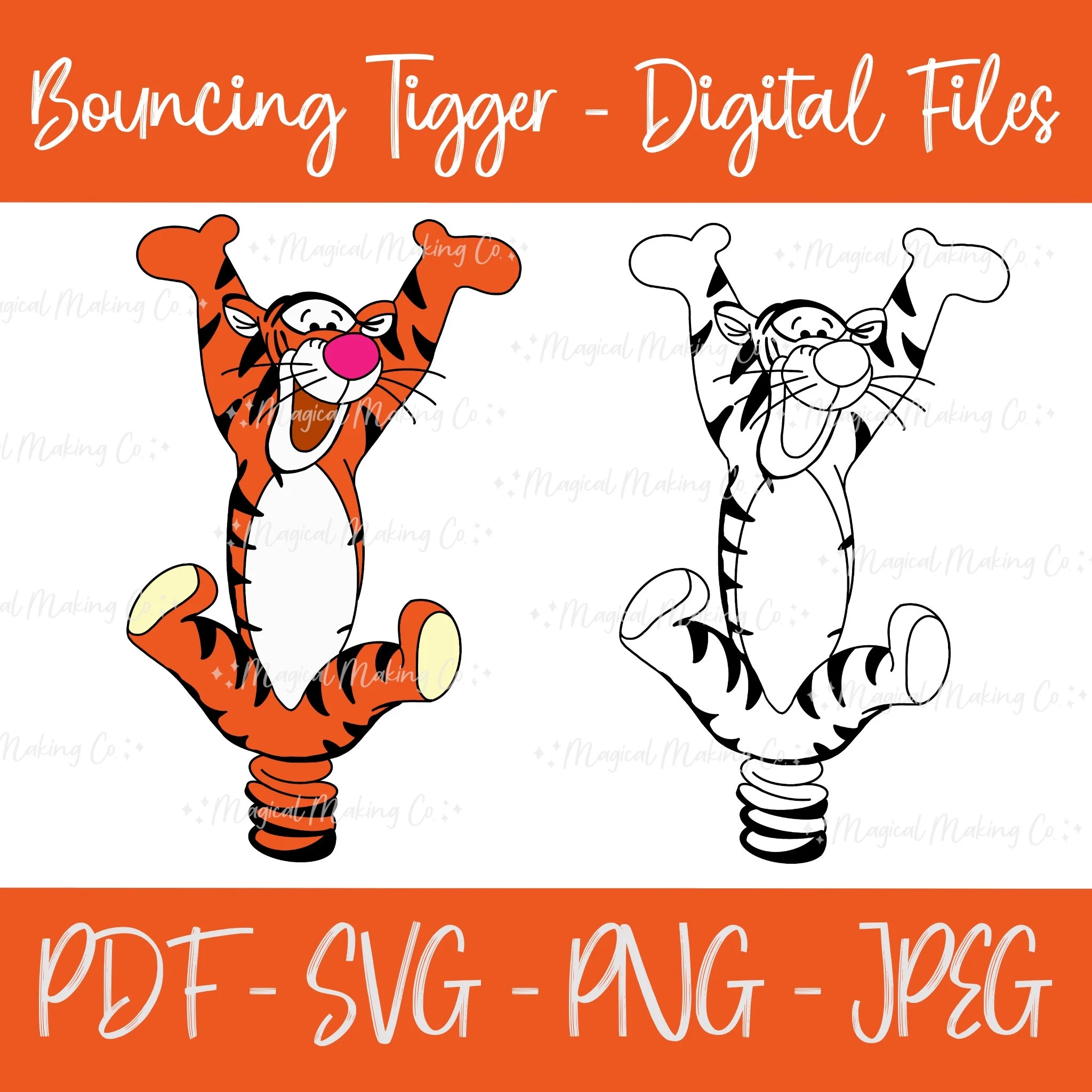 Bouncing Tigger the Many Adventures Of Winnie The Pooh Digital Files Svg pdf png jpeg Kids Coloring Pages Etsy