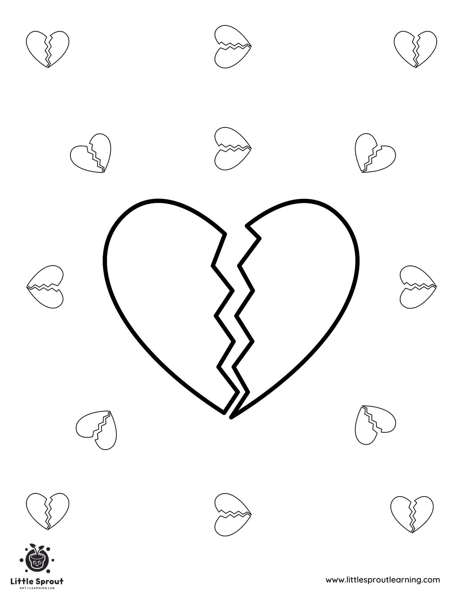 Broken Heart Coloring Page Little Sprout Art
