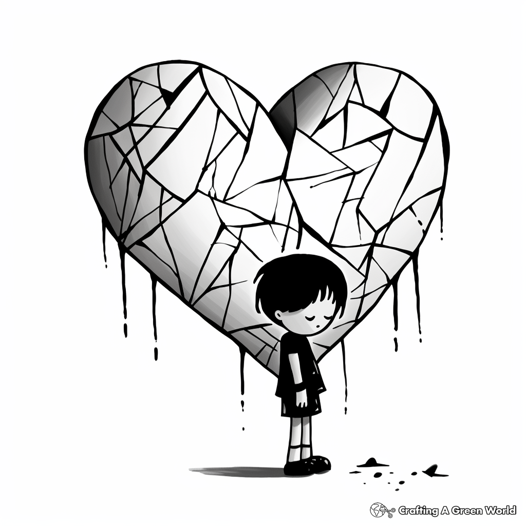 Broken Heart Coloring Pages Free Printable 