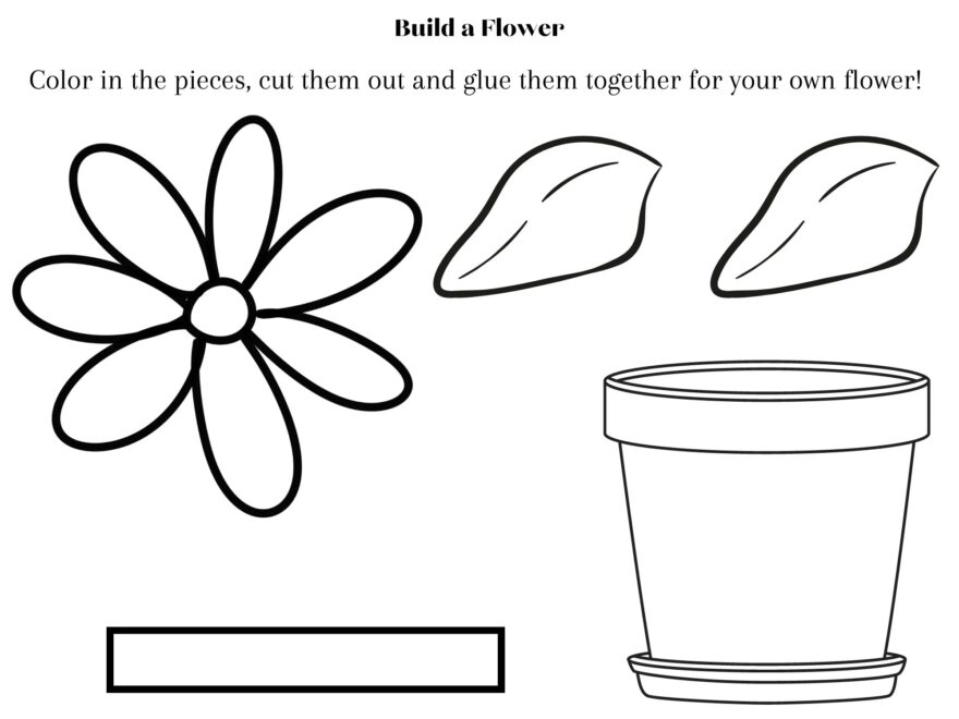 Build Your Own Flower Flower Craft Toddler Project Coloring Page Homeschool Download Spring Paper Craft Etsy
