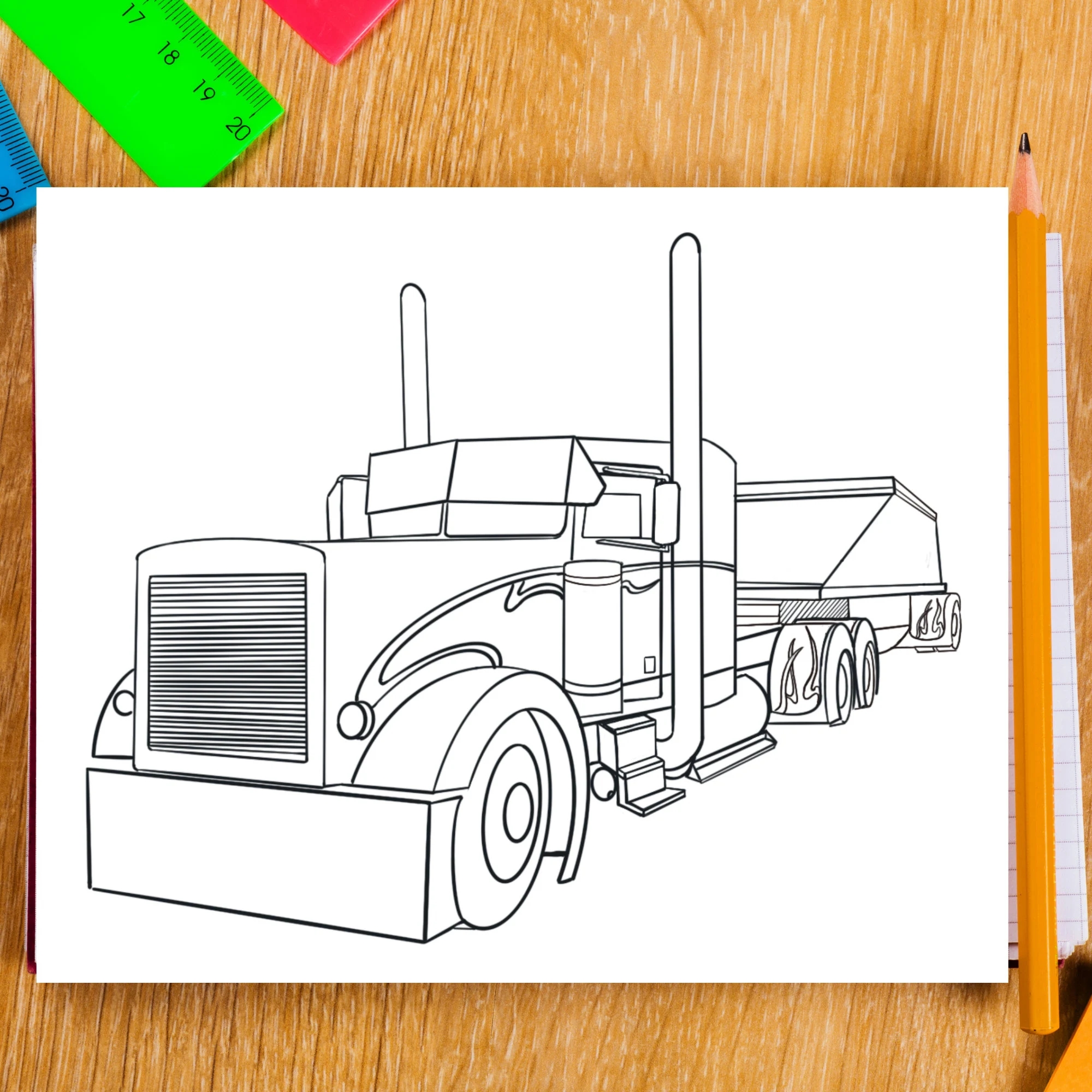 Peterbilt Semi Truck Coloring Pages