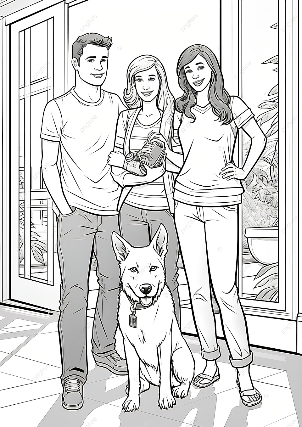 Cartoon Pet Owners With Their Dogs Comic Set Coloring Page Background Wallpaper Image For Free Download Pngtree