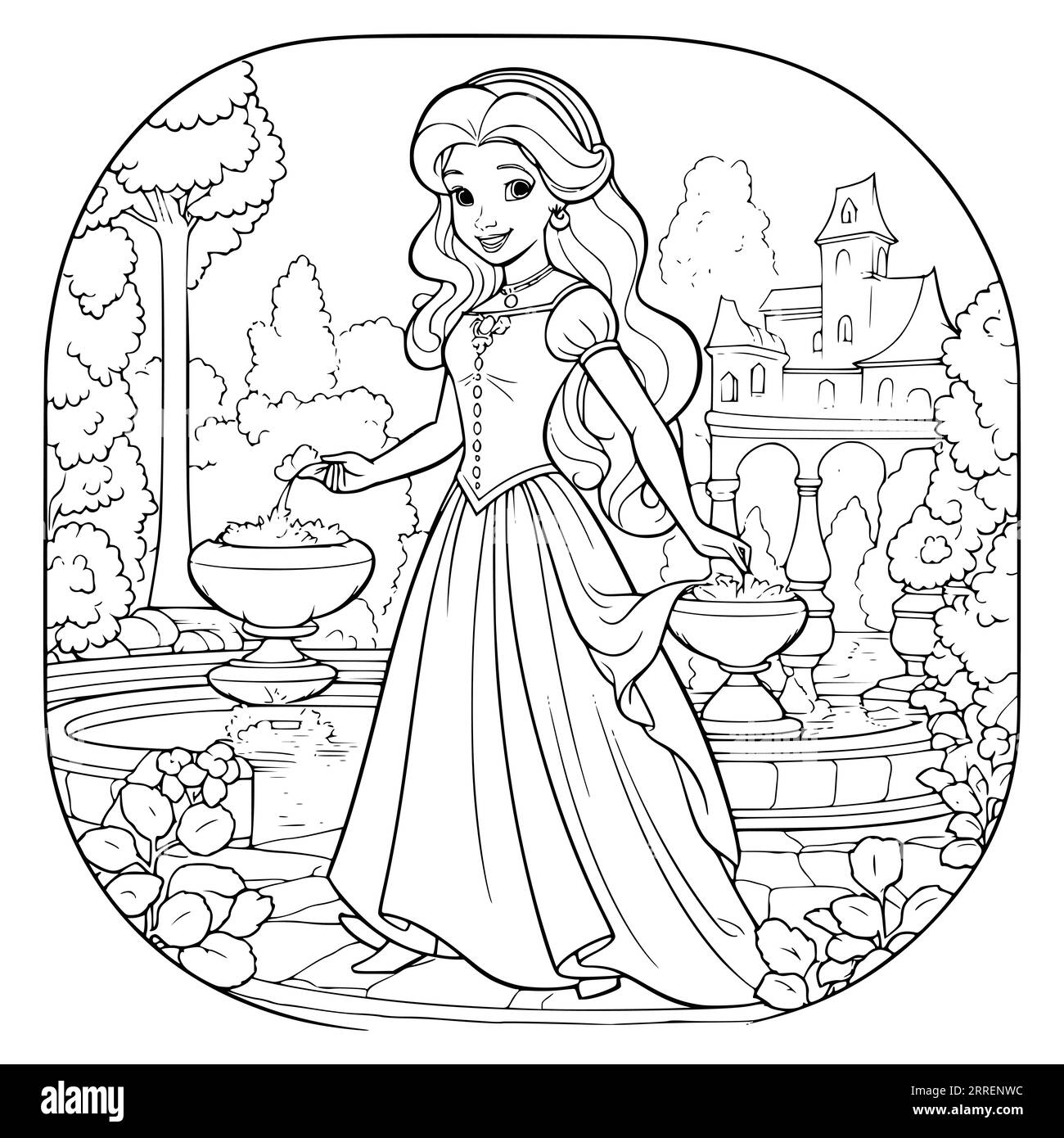 Cartoon Princess Coloring Pages Cut Out Stock Images Pictures Alamy