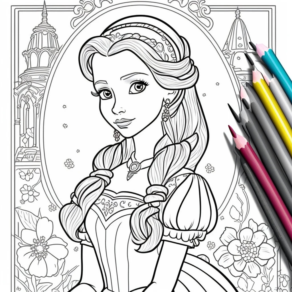Cartoon Princess Coloring Pages For Girls KDP Interior Coloring Book 40 Designs For Publishing Coloring Book Personal Commercial Use Etsy