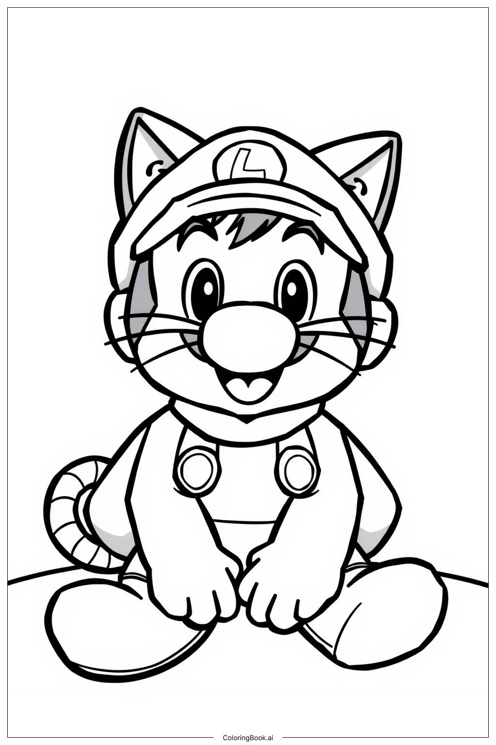 Cat Mario Sitting And Smiling Coloring Page Free PDF PNG Printable Cat Mario Sitting And Smiling Coloring Page Free PDF PNG Printable