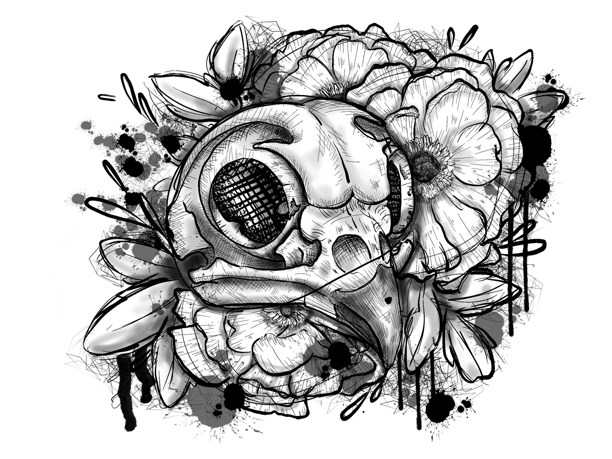 Flower Skull Coloring Pages Flower Skull Coloring Pages