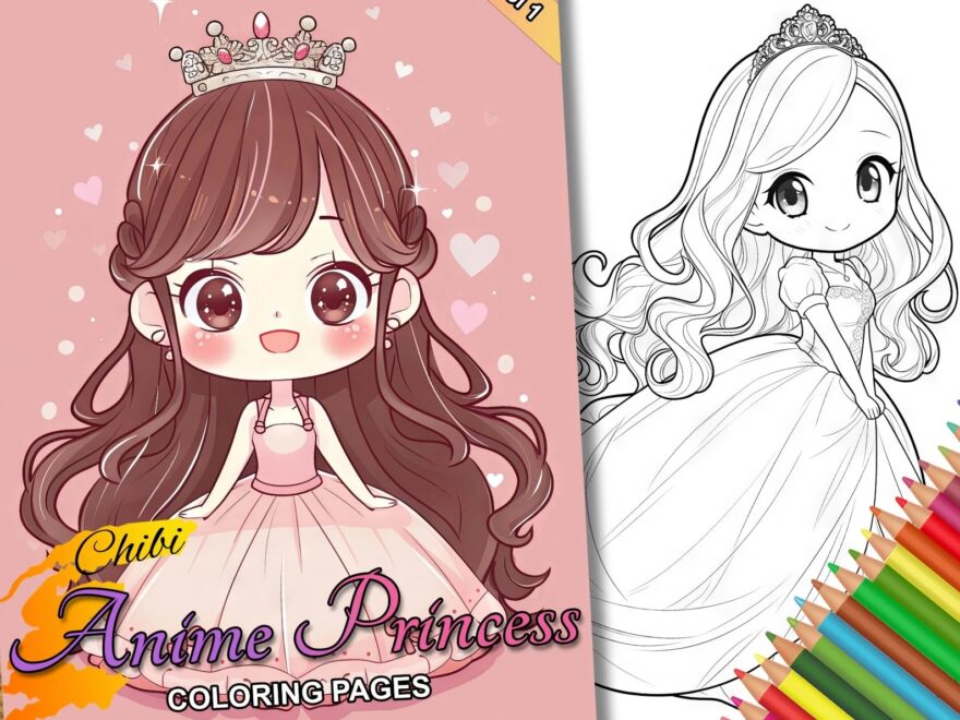 Chibi Anime Princess Coloring Pages Vol 1 Printable Cute Chibi Art For All Ages 50 Adorable Characters Instant Download PDF Etsy