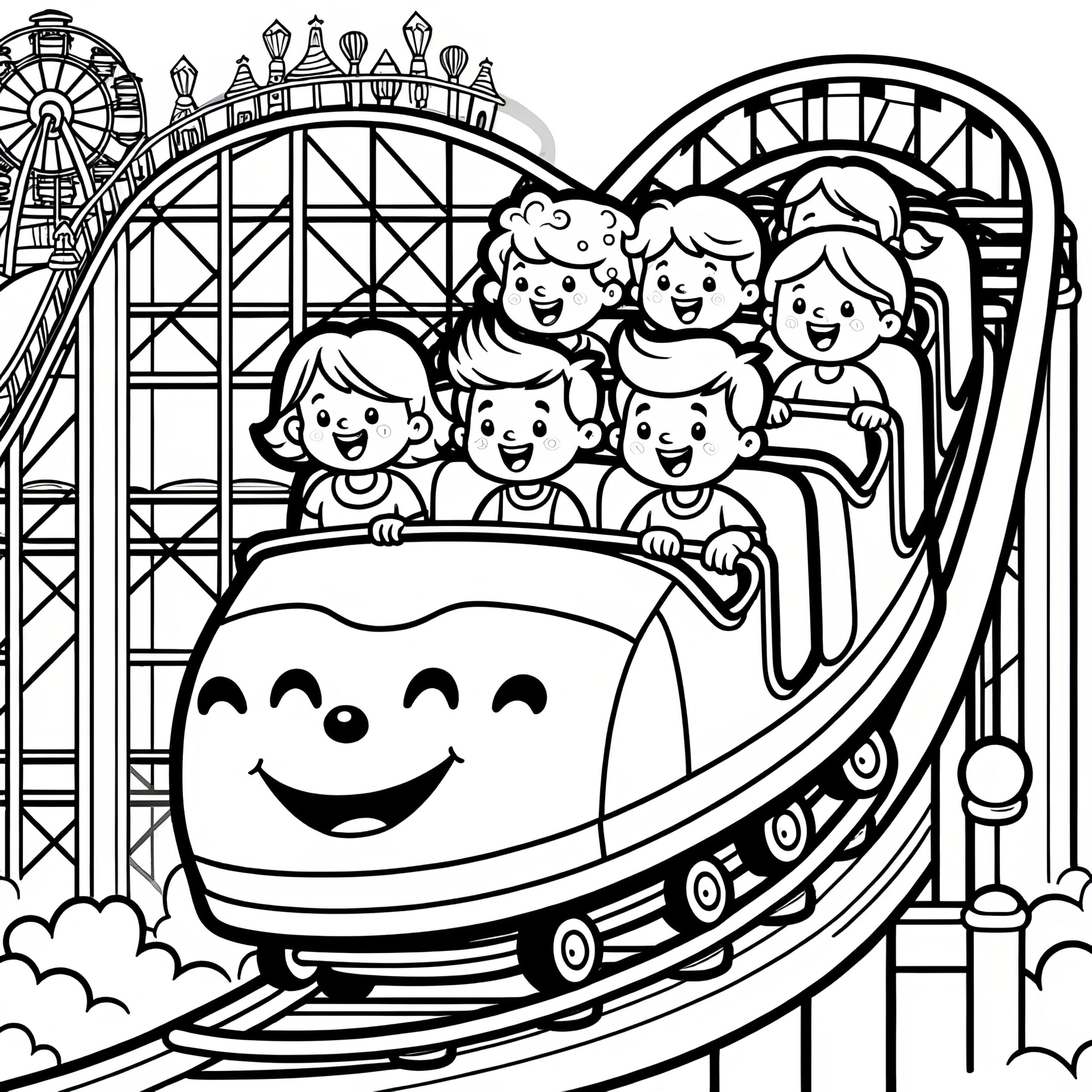 Children Enjoy Riding Roller Coasters Coloring Page For Free Children Enjoy Riding Roller Coasters Coloring Page For Free