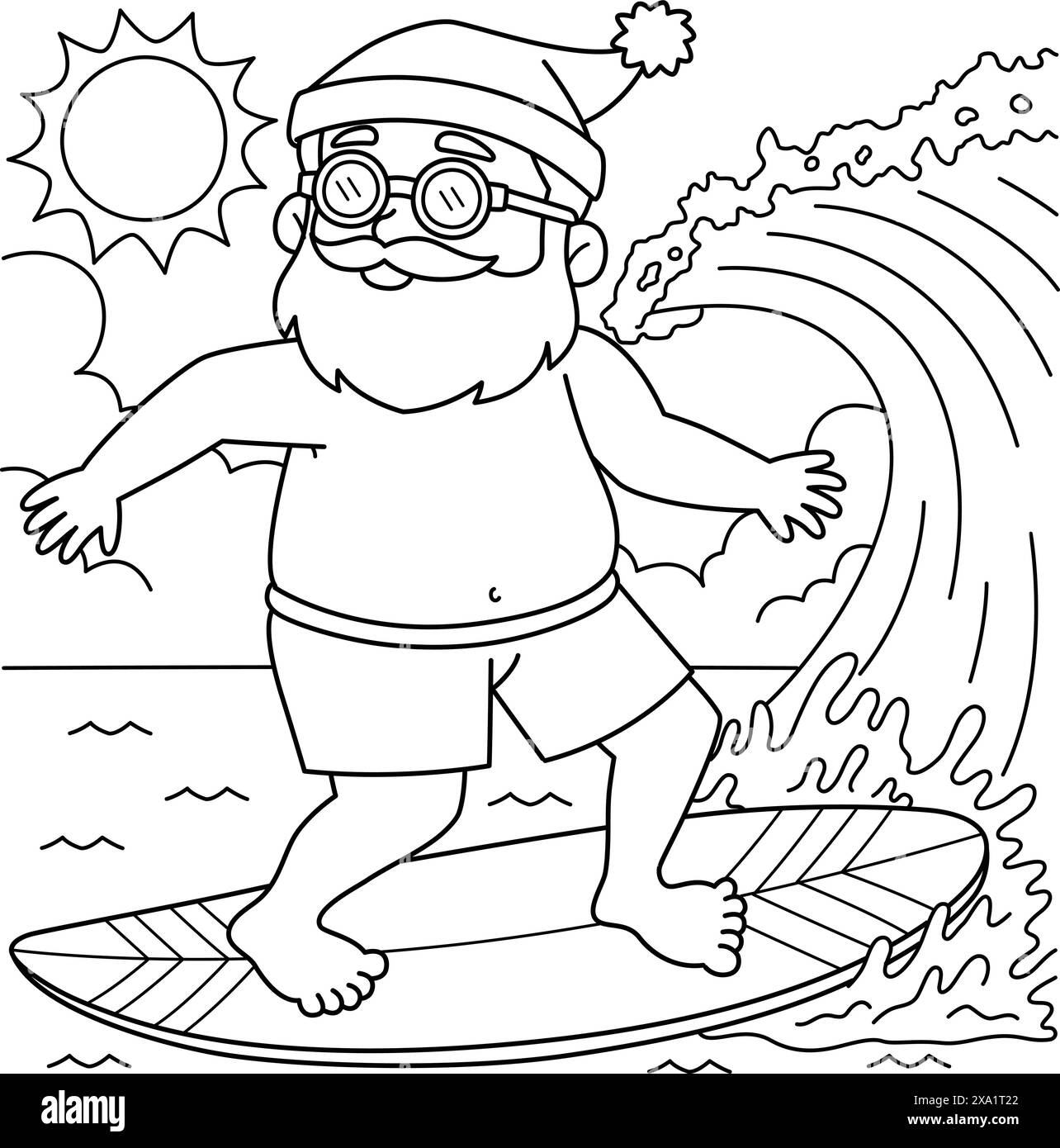 Christmas In July Santa Surfing Coloring Page Stock Vector Image Art Alamy Christmas In July Santa Surfing Coloring Page Stock Vector Image Art Alamy
