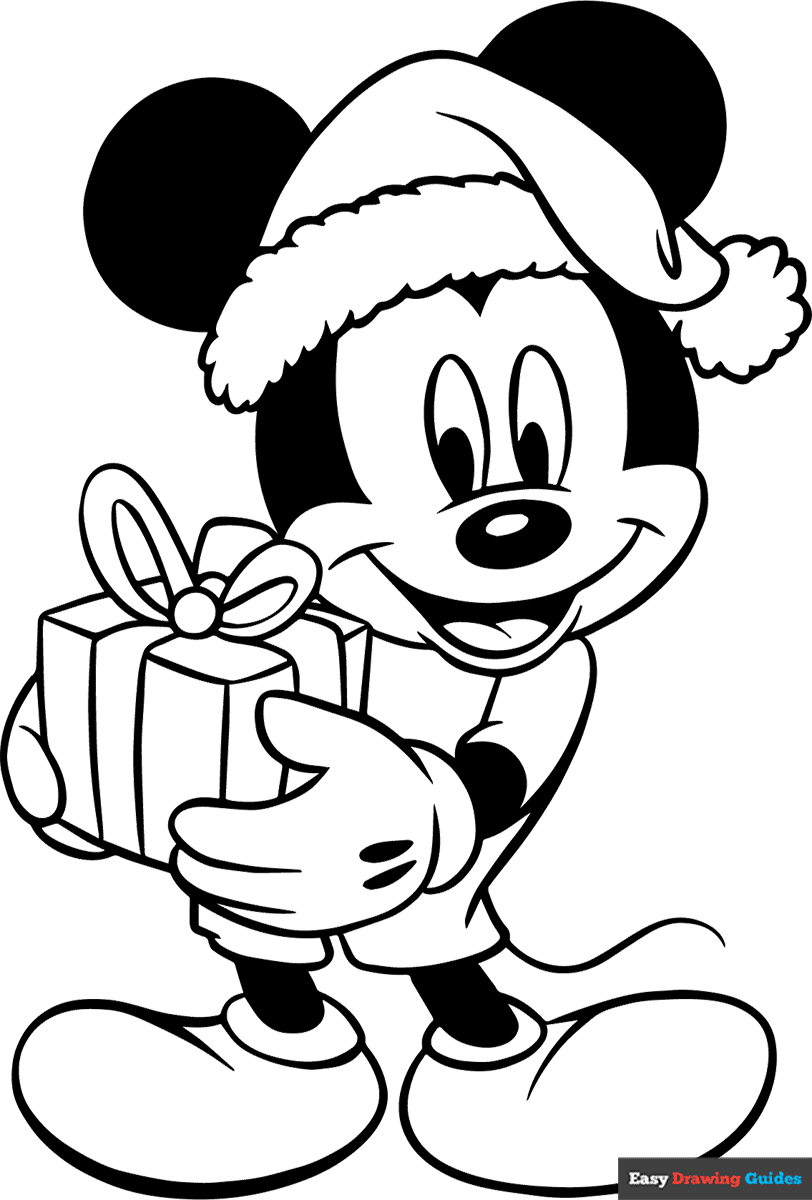 Christmas Mickey Mouse Coloring Page Easy Drawing Guides Christmas Mickey Mouse Coloring Page Easy Drawing Guides