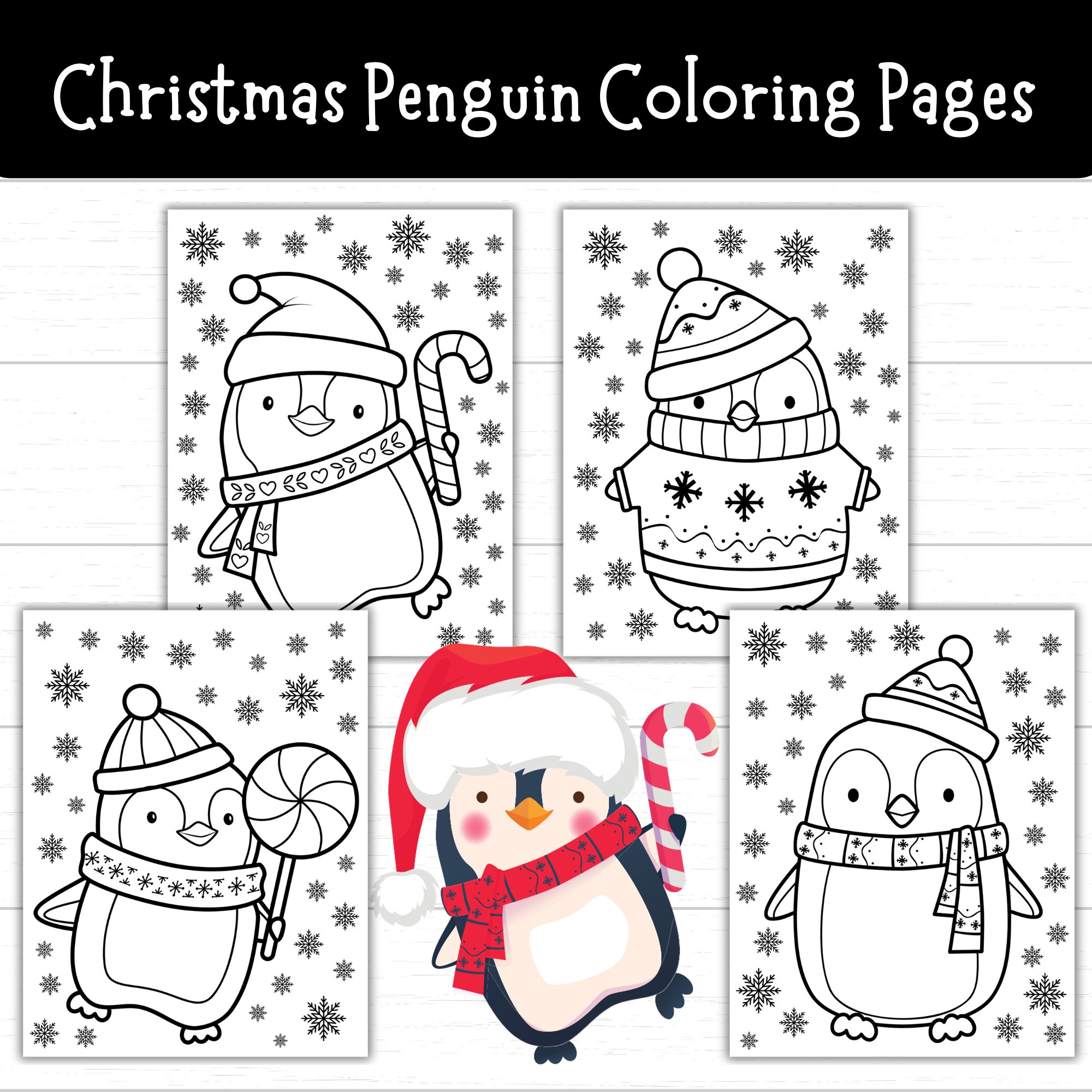 Christmas Penguin Coloring Pages Winter Penguin Coloring Pages Penguin Coloring Pages Christmas Coloring Pages Winter Coloring Pages Etsy
