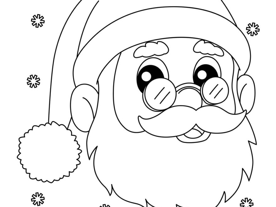 Christmas Santa Head Coloring Page For Kids Vector Image