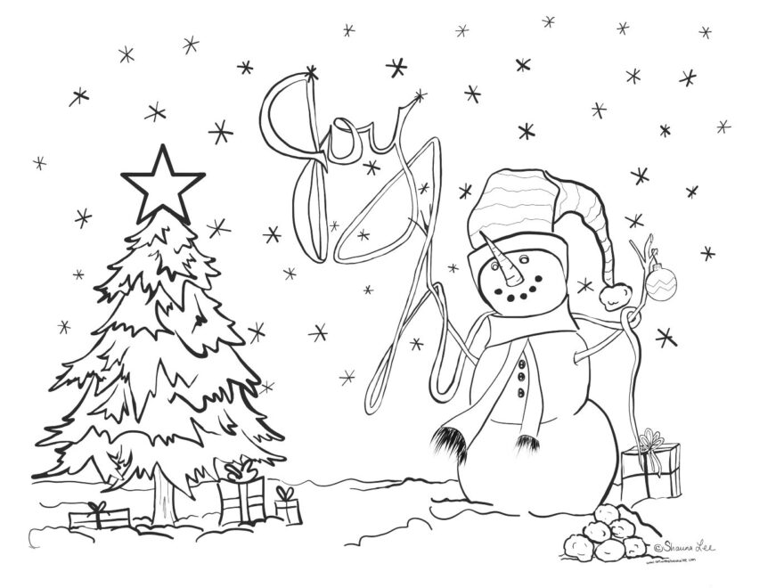 Christmas Snowman Coloring Page Art With Shauna Lee