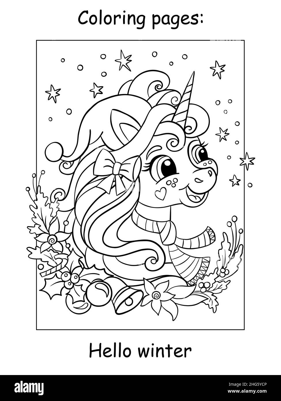 Christmas Unicorn Coloring Page Hi res Stock Photography And Images Alamy