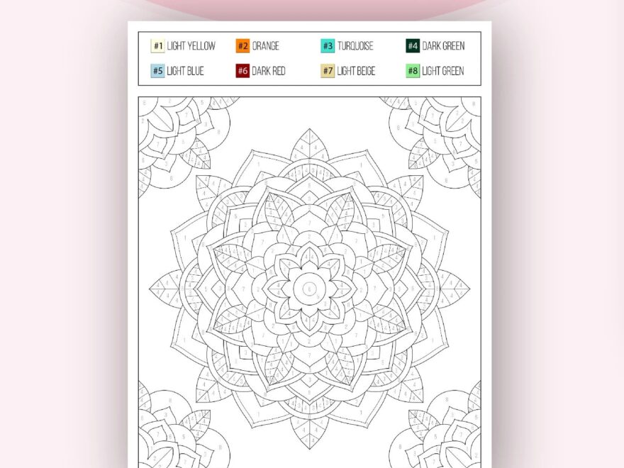 Color By Numbers For Adults Color By Numbers Mandela Pattern Printable Printable Coloring Pages Adult Instant Download A4 Letter Size Etsy