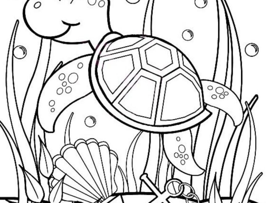 Coloring Book Coloring Page Underwater Under The Sea Sea Turtle Turtle Etsy