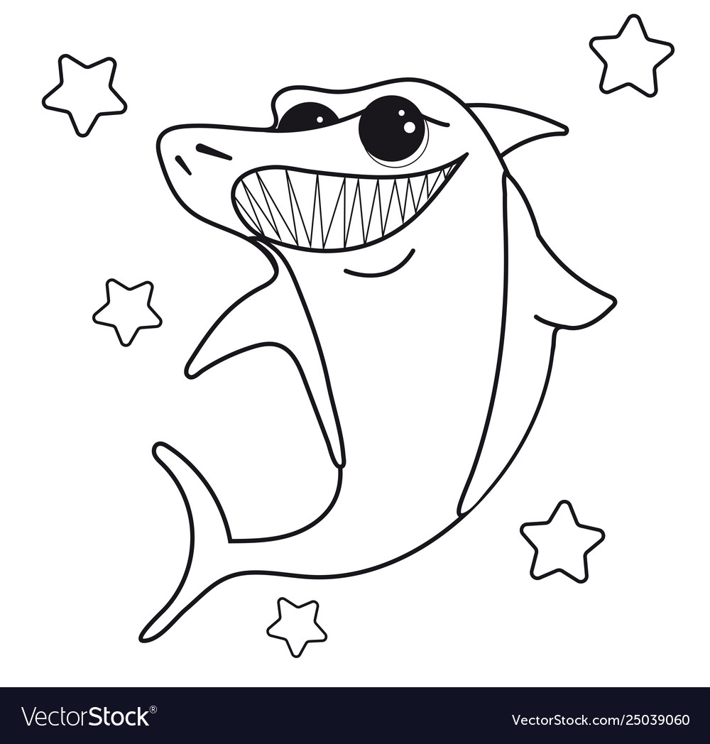 Coloring Book Shark Smiling With Sharp Teeth Vector Image Coloring Book Shark Smiling With Sharp Teeth Vector Image