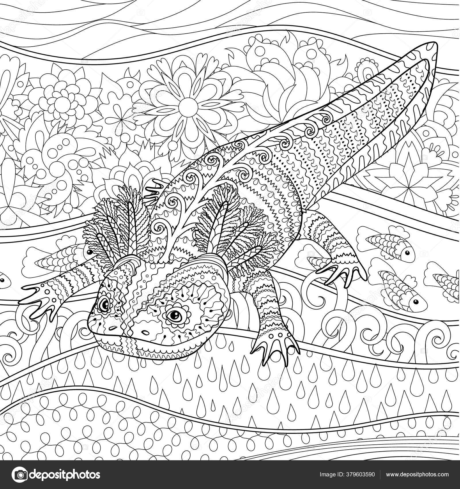 Coloring Page Adults Cute Axolotl Tangle Style Stress Art Therapy Stock Vector By Lezhepyoka 379603590 Coloring Page Adults Cute Axolotl Tangle Style Stress Art Therapy Stock Vector By Lezhepyoka 379603590