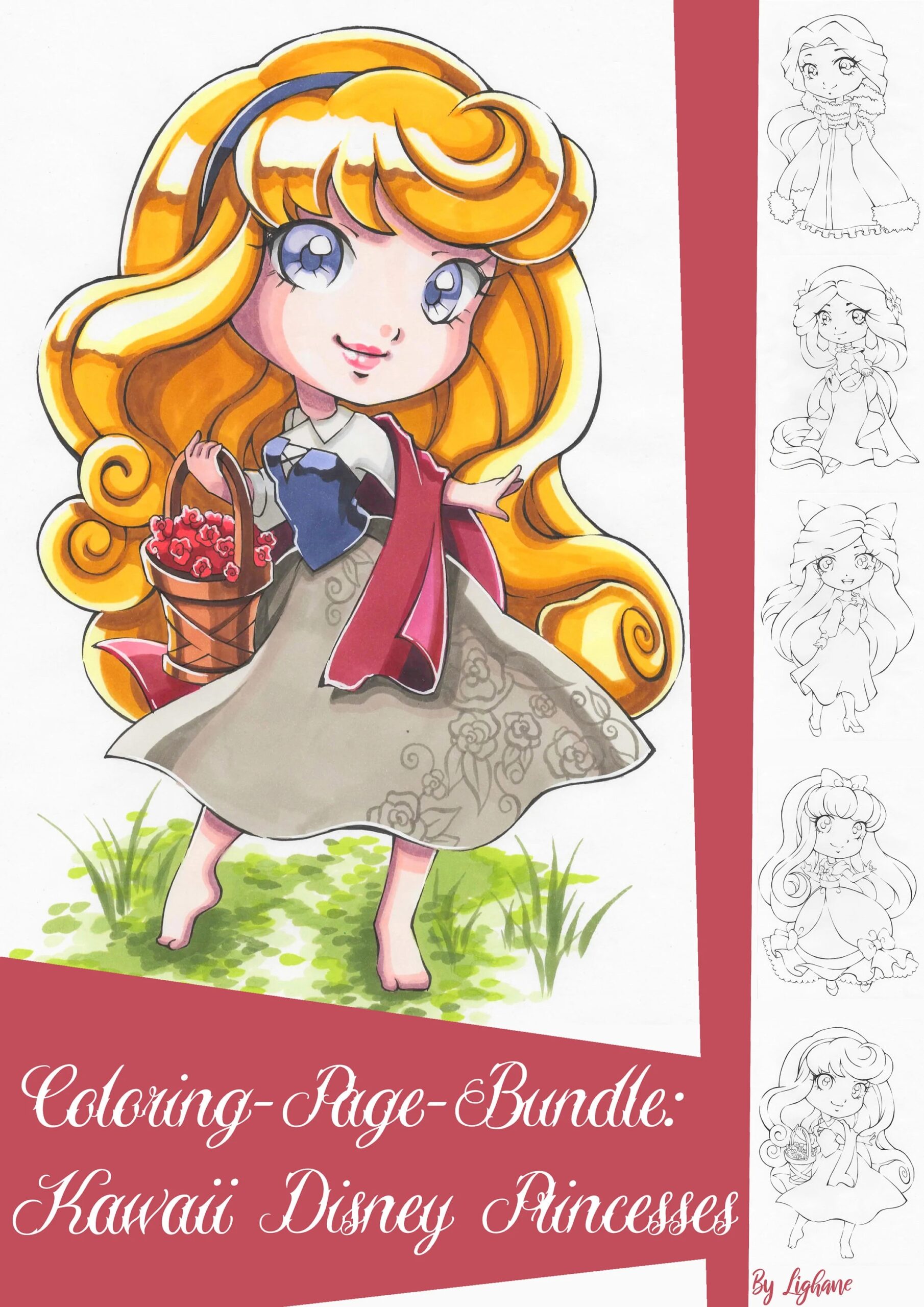 Coloring page bundle Kawaii Disney Princesses Etsy Coloring page bundle Kawaii Disney Princesses Etsy