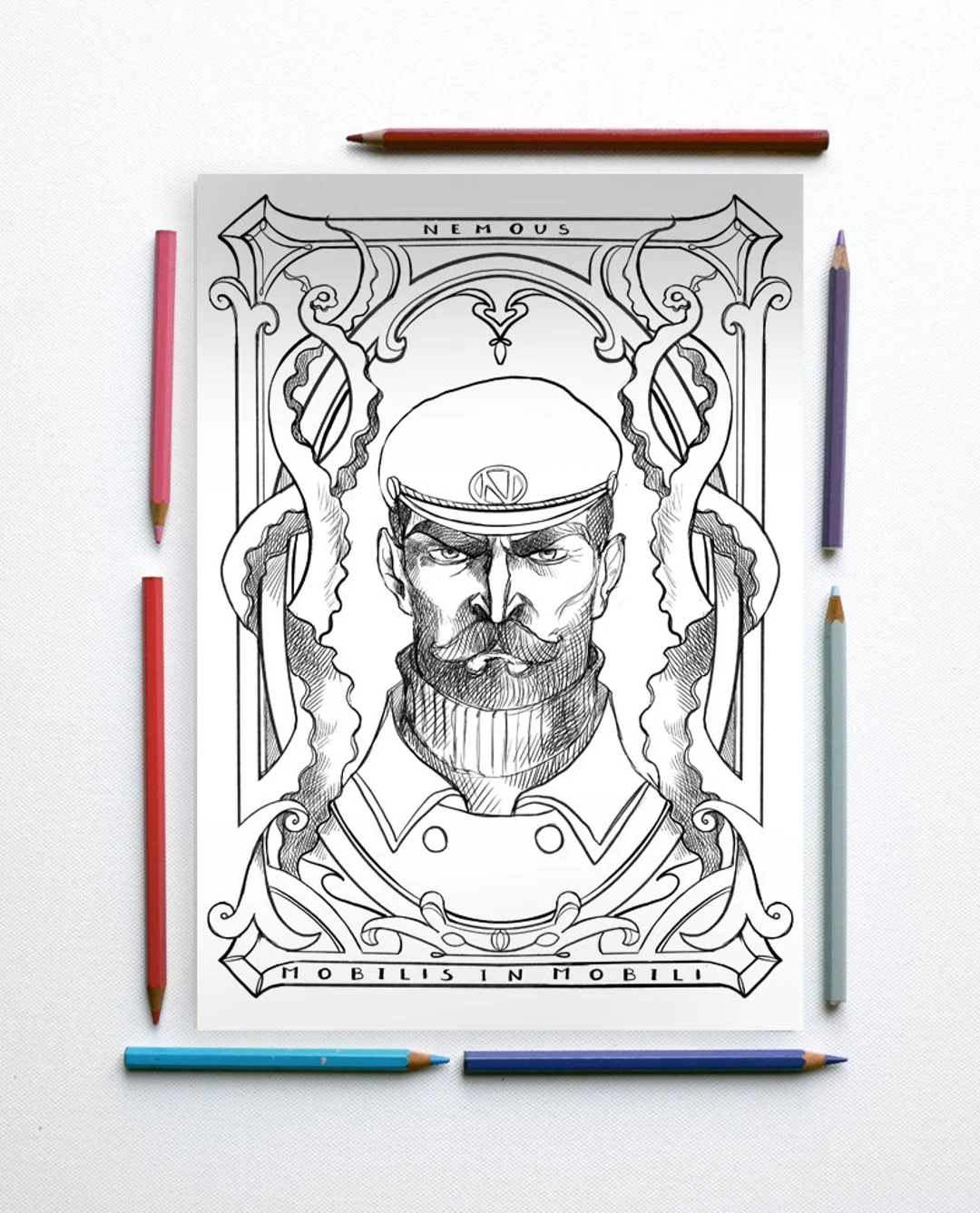 Coloring Page Captain Nemous Portrait 20000 Leagues Under The Sea PDF Coloring Pages Instant Download Printable Illustration Etsy Coloring Page Captain Nemous Portrait 20000 Leagues Under The Sea PDF Coloring Pages Instant Download Printable Illustration Etsy