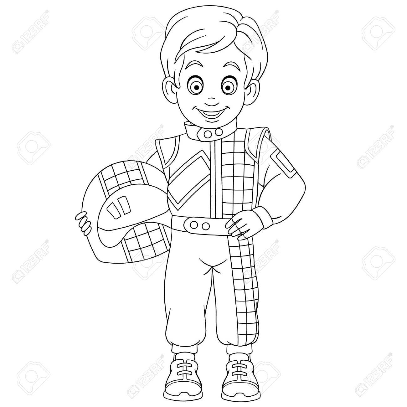 Coloring Page Coloring Picture Of Cartoon Boy Auto Car Racer Childish Design For Kids Activity Colouring Book About People Professions Royalty Free SVG Cliparts Vectors And Stock Illustration Image 134475404 