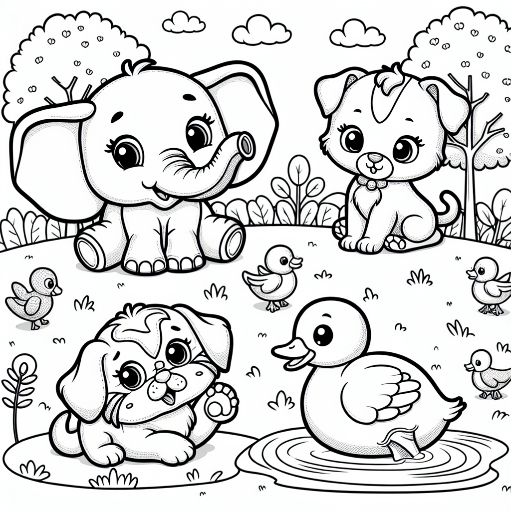 Animal Cartoon Characters Coloring Pages