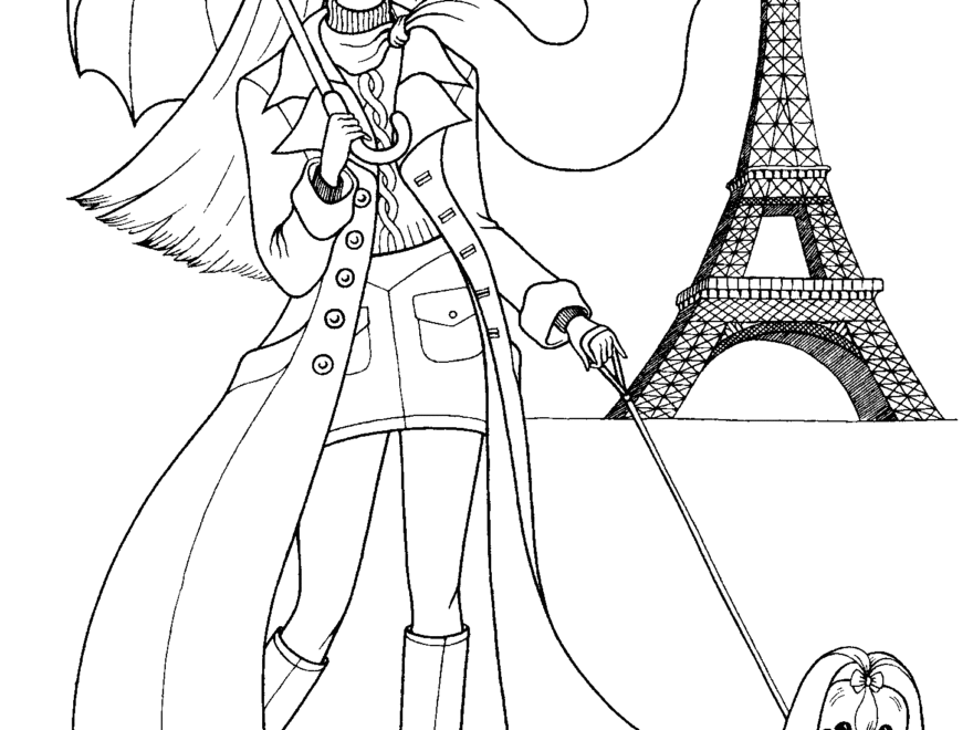 Coloring Page Girl In Paris