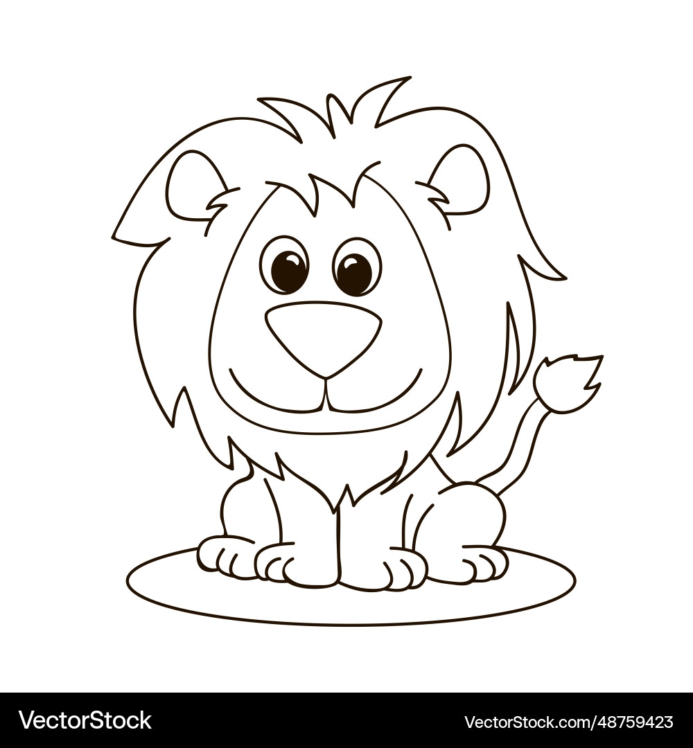 Coloring Page Of Cute Little Lion Royalty Free Vector Image