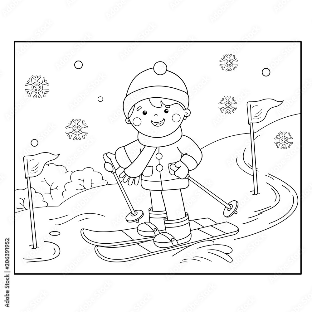 Coloring Page Outline Of Cartoon Boy Skiing Winter Sports Coloring Book For Kids Stock Vector Adobe Stock Coloring Page Outline Of Cartoon Boy Skiing Winter Sports Coloring Book For Kids Stock Vector Adobe Stock