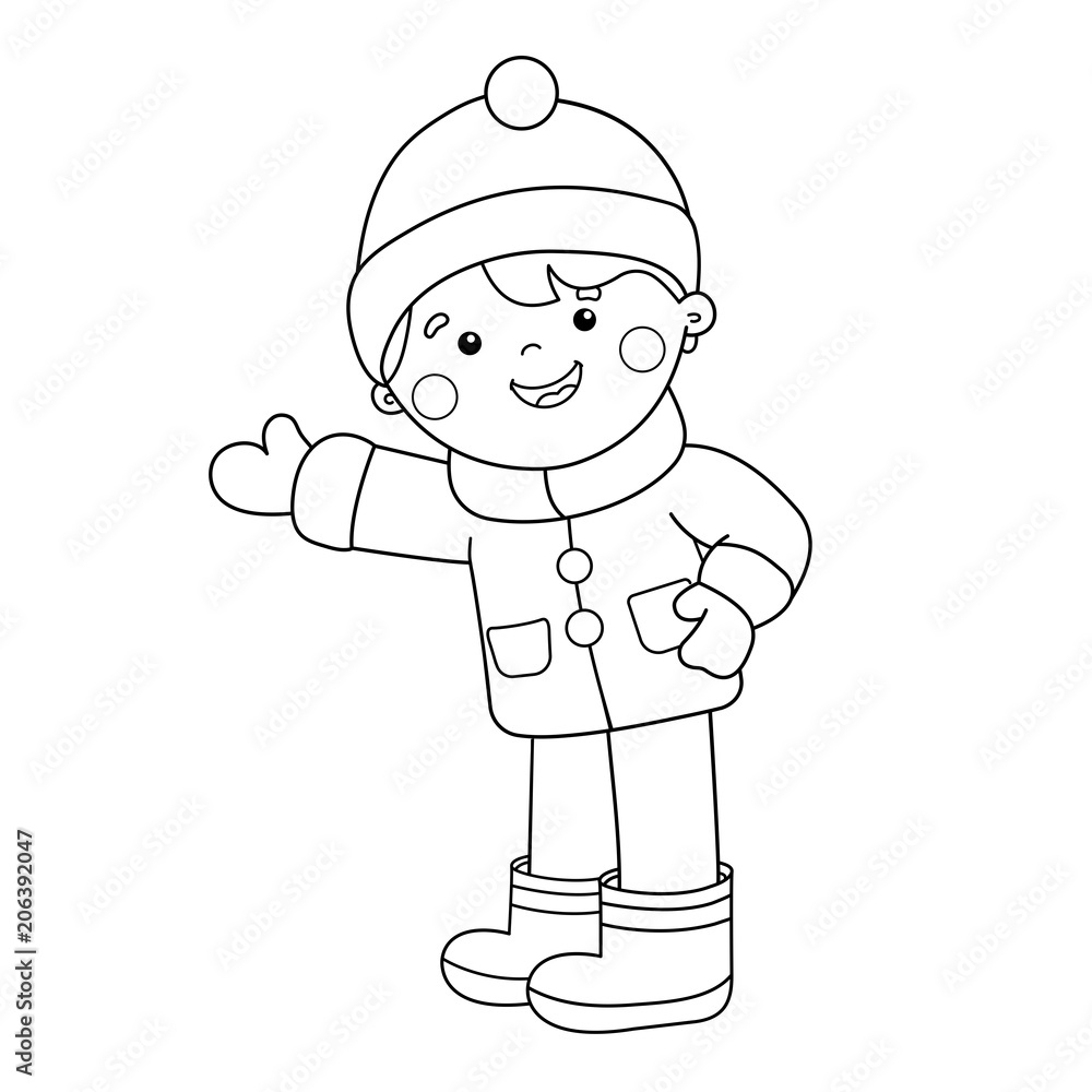 Coloring Page Outline Of Cartoon Boy Winter Coloring Book For Kids Stock Vector Adobe Stock Coloring Page Outline Of Cartoon Boy Winter Coloring Book For Kids Stock Vector Adobe Stock