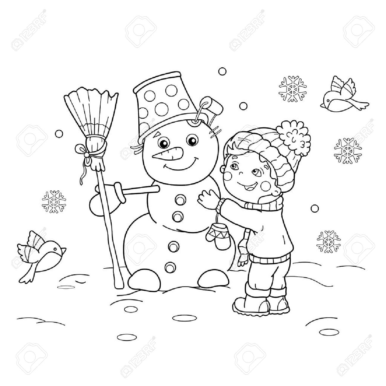 Coloring Page Outline Of Cartoon Boy With Snowman Winter Coloring Book For Kids Royalty Free SVG Cliparts Vectors And Stock Illustration Image 68107866 Coloring Page Outline Of Cartoon Boy With Snowman Winter Coloring Book For Kids Royalty Free SVG Cliparts Vectors And Stock Illustration Image 68107866